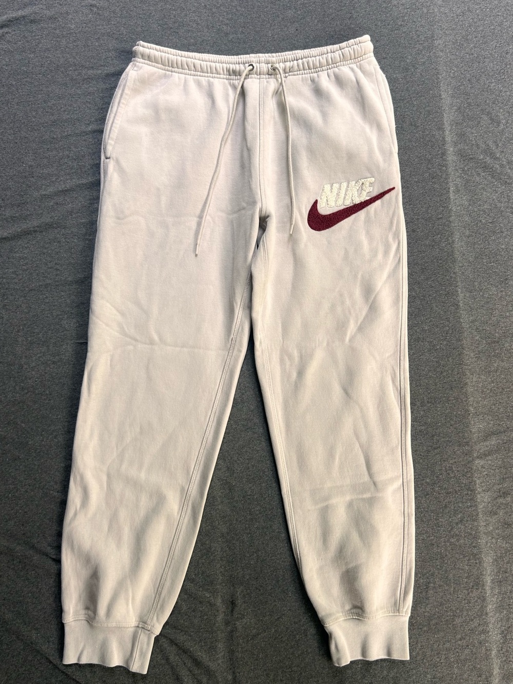 Nike Cream Joggers with Maroon Swoosh